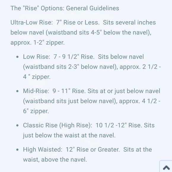 General Guide to Jean Sizing & Rise - Picture 2 of 4